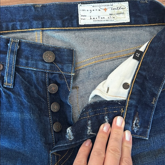 Imogene + Willie Barton Slim Deep Indigo Jeans Japanese Selvedge Denim Size 27 - Picture 6 of 13